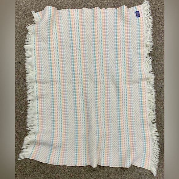 Vintage Pendleton Throw Blanket, 100% Virgin Wool  58" x 48" Soft Pastel - Picture 1 of 5